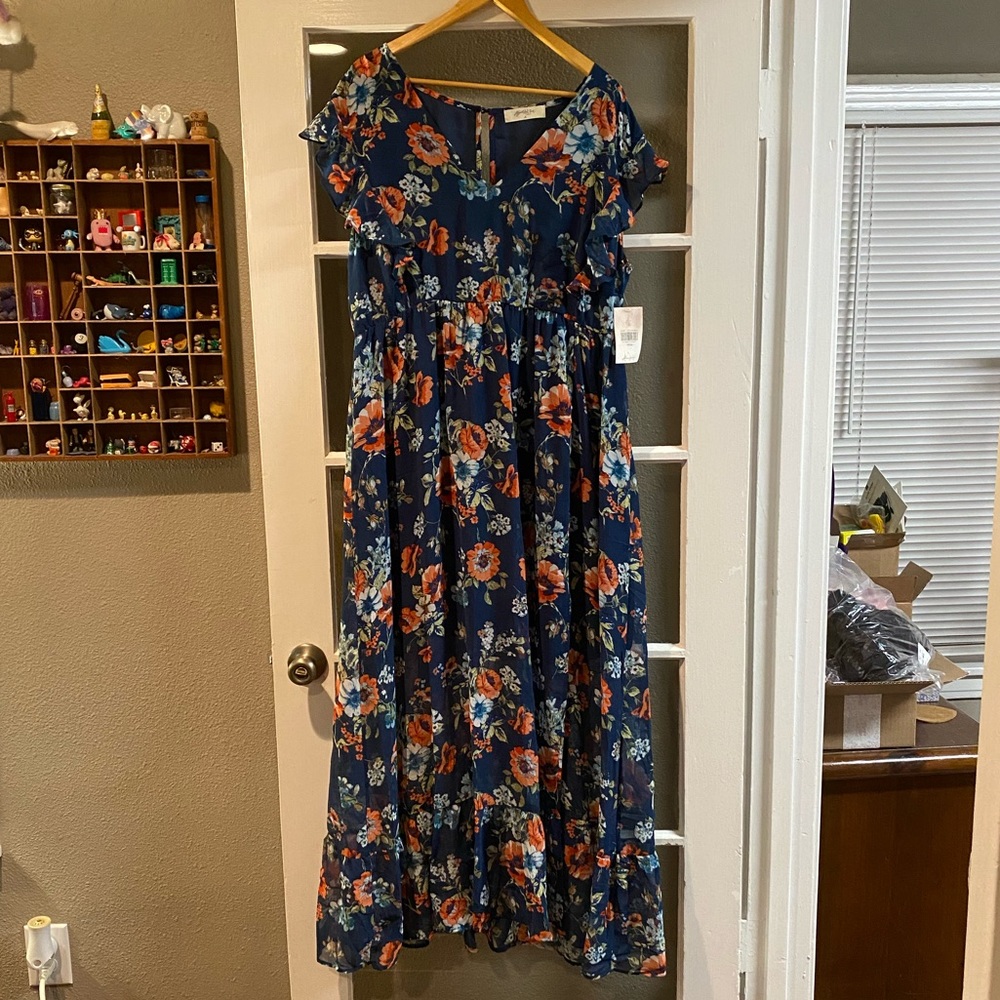 NWT Altar’d State Floral Blue Maxi Dress, Size 14